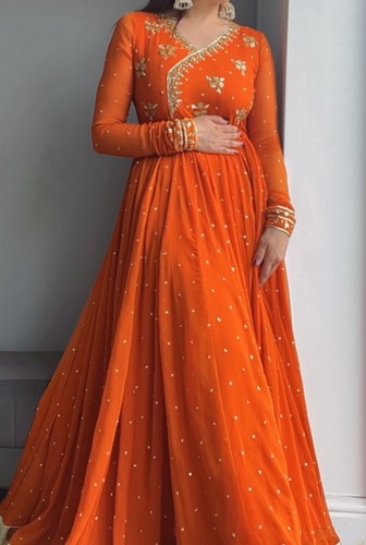 Women orange chiffon - orange,