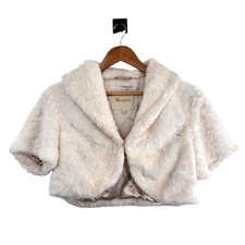 Monsoon Faux Fur Bolero Size M UK 12 Ivory Shrug Occasion Winter Wedding Party