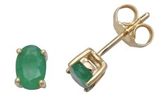 9ct Yellow Gold Emerald Stud