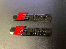 2x S-line Logo Emblem Black Fender Gloss Black Sline Audi A3 A4 A5 A6 A7 A8