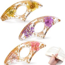 Handmade Book Page Holder Resin Dried Flower with Thumb Grip Light Page Turner