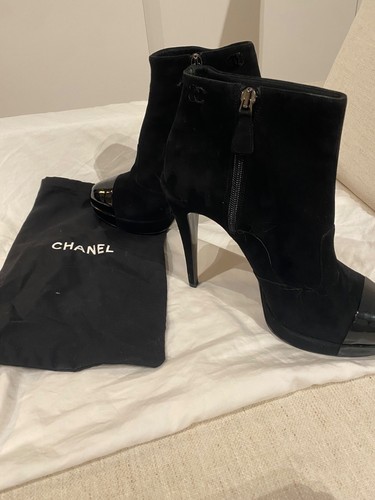 Chanel black suede patent - chanel,