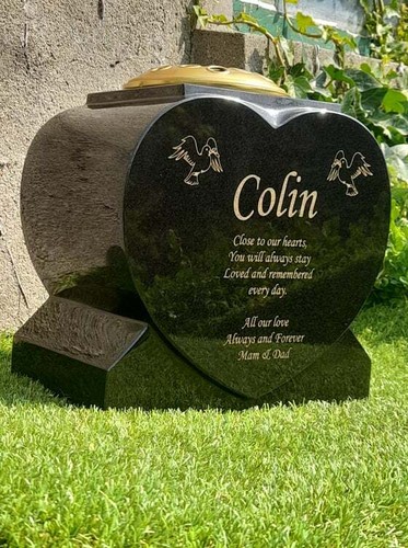 Granite memorial heart vase - granite,
