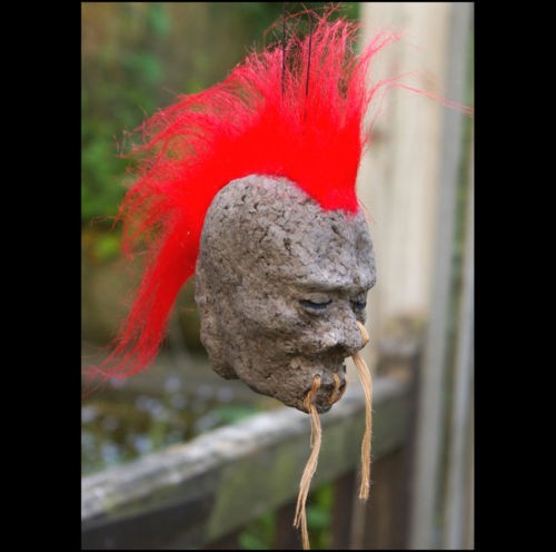 Red mohawk shrunken - red, head