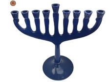 Stylish Menorah Chanukiah Blue Color  9Branch Rectangle Judaica for Hanukkah