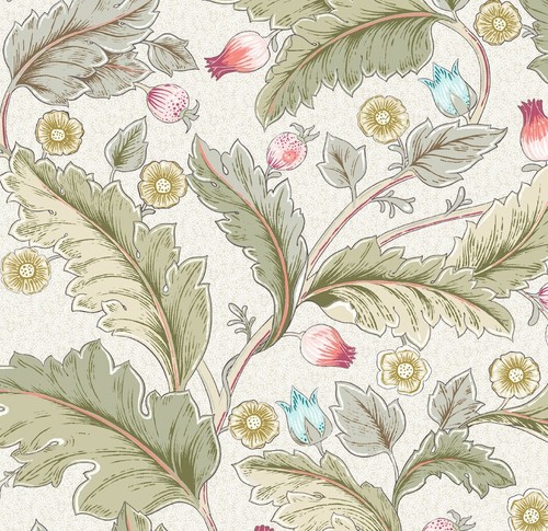 Lynton sage green - green, floral