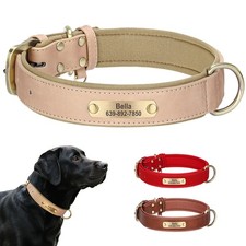 Personalised Dog Collar PU Leather Custom with Pet Name and Phone Number ID Tag