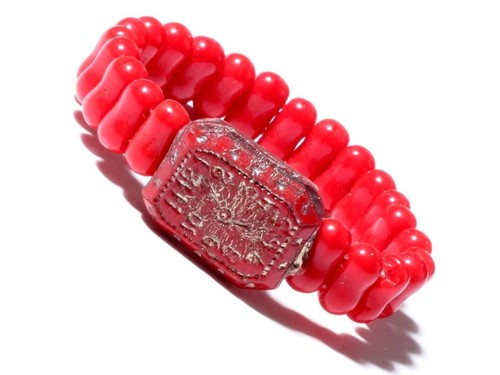 Vintage czech red bead silver - czech,