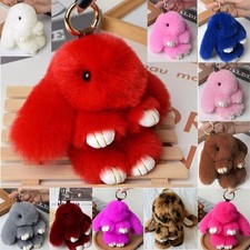 Adorable Fur Fluffy Bunny Rabbit Plush Toy Keyring Bag Charm Pendant Keychain