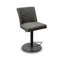 Furniture Village 'Earth' Bar Stool Swivel Grey Faux Leather Quilted Effect NEW