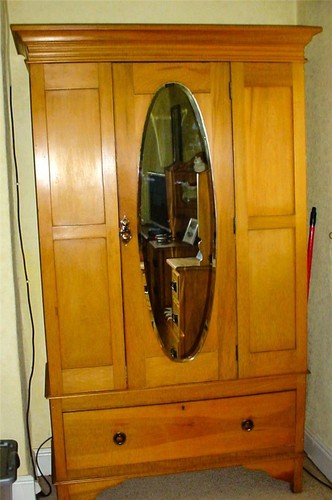 Antique pine wardrobe with - antique,