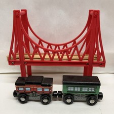 KidKraft Wooden Train Bridge And 2 Magnetic Cars 2007 Works With Other Sets