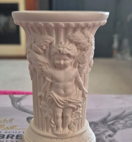 White plaster cherub relief - white,