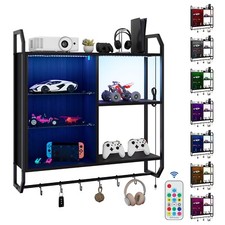 Wall Mounted Shelf RGB Lighted Floating Storage Shelves Display Cabinet Remote