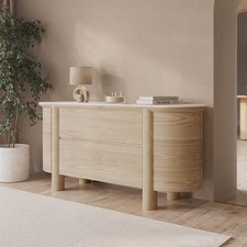 Large Curved Oak Sideboard with Ceramic Marble Top - Gianna GAN002
