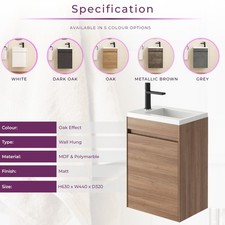 Light Oak Cloakroom Compact Vanity Unit Includes Basin Sink Wall Hung 440 550mm