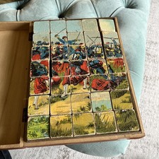 Antique 36 Wooden blocks = 6 different puzzles: French army in Algiers 
