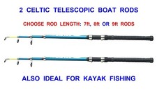 2 CELTIC TELESCOPIC BOAT RODS FOR KAYAK SEA FISHING UPTIDE TROLLING 7ft 8ft 9ft