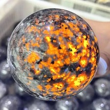 Natural Yooperlite Flame Gemstone Mineral Crystal Ball UV (20mm) Witchcraft 