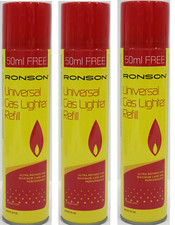RONSON GENUINE BUTANE GAS REFILLS LIGHTERS UNIVERSAL VALVE FIT TO ALL 300ml.