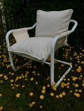 Vintage White Tubular Armchair, Sweden,IKEA, Mio 1970s