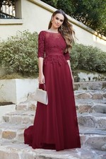 Women's Evening Dresses Ball Gown Bridesmaid Dress Princess Tulle, Wine Red