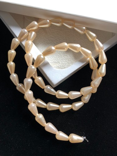 Cream teardrop beads faux - cream,