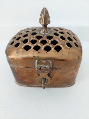Vtg brass lid cricket cage - brass,