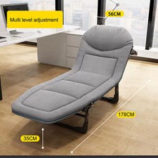 Oversized Portable Camping Bed Adults Folding Cots Sun Lounger Black Beds w/ Mat