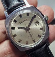 Slava 21 Jewels Made in USSR Mens Hand Wind Vintage Date Watch Cal 2414 Working