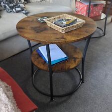 Round Industrial Side Table Coffee Vintage Rustic Style Sofa Furniture Metal