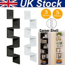 5 Tier Floating Corner Shelves Wooden Storage Display Shelf Units Wall Mount UK