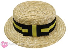 DELUXE STRAW BOATER HAT BLACK