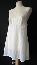VTG white short slip chemise nylon retro lingerie 36” M