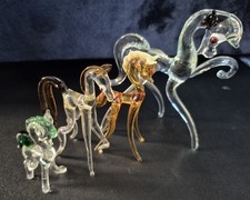4 x Vintage Murano Glass Horses, With Long Legs!  Excellent Condition. 