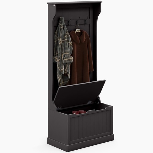 Entryway hall tree with coat - hall,