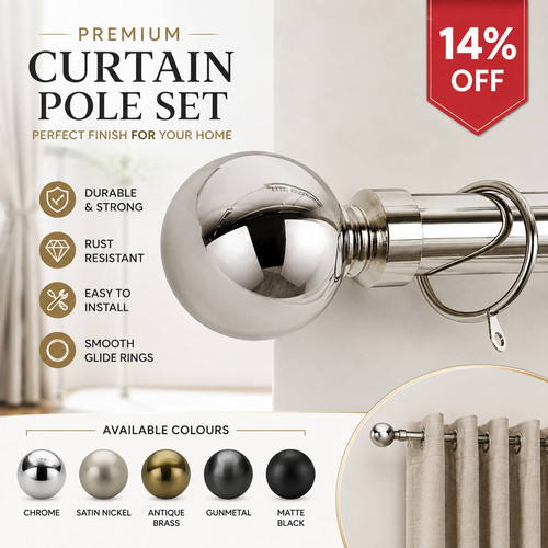 Extendable metal curtain pole - metal,