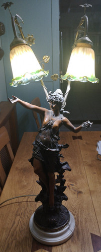 Vintage lady lamp bronze - lamp,