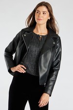 Ex Bonmarche Faux Leather Jacket in Black