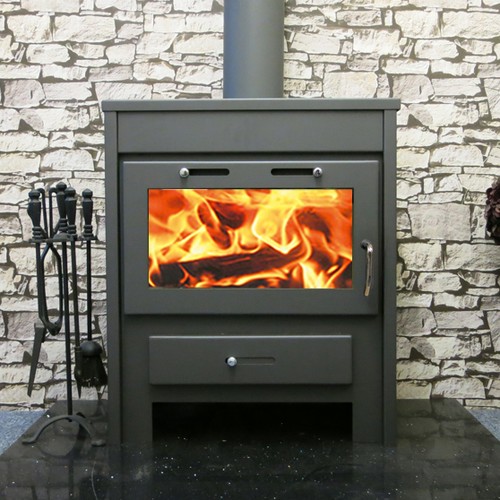 Wood burning stove with - with, back