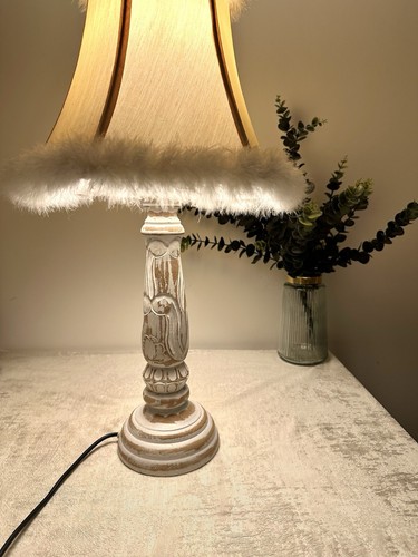 Wooden table lamp with - table,