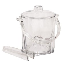 1.5L Ice Bucket with Lid and Tong Clear Plastic Carry Handle SummerDrink Chiller