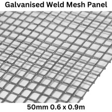 Galvanised Weld Mesh Panel Steel Square 50mm 0.6 x 0.9m Garden Outdoor Durable