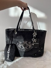 Juicy Couture Black Velour & Silver Twig Dog Tote Bag - Brand New With Tags