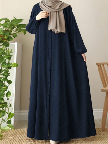 Women plain button front - front, abaya