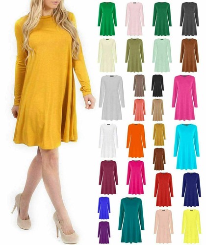 Womens long sleeve plain swing - womens,