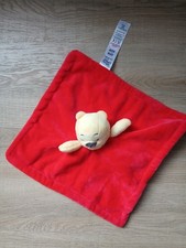 Asda George Disney Baby Winnie the Pooh Bear Comforter Soother Blankie Red  NWOT