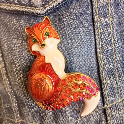 Fox brooch red - brooch, enamel