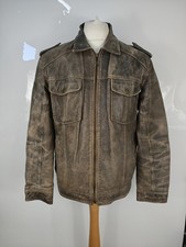 Camel Active Men's Vintage Western Style Brown Leather Jacket Size 40R UK