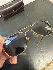 Vintage American Optical Aviator Pilot Sunglasses 5 1/2 Gold Tone Frames